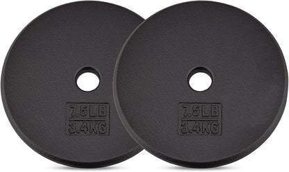 Yes4All Standard 1" Cast Iron Weight Plate - Ideal for Strength Training - Multiple Weight: 5LB to 25LB (Single & Set of 4)