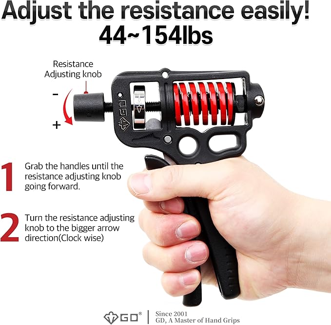 GD Grip Strength Trainer (Premium Adjustable Grip Strengthener for Forearm Training) Wrist and