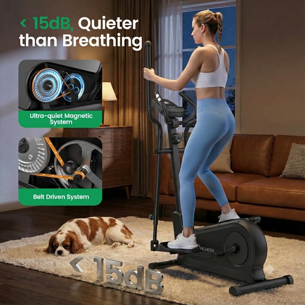 ANCHEER Elliptical Exercise Machine for Home, Foldable Magnetic Elliptical Trainer with 16" Stride