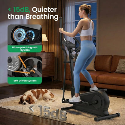 ANCHEER Elliptical Exercise Machine for Home, Foldable Magnetic Elliptical Trainer with 16" Stride