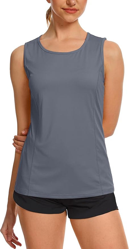 TACVASEN Women's UPF 80+ Workout Tank Top Sleeveless Quick Dry Sun Protection Hiking Athletic Gym Yoga Running Shirts