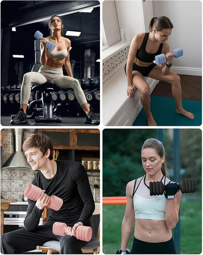 YOTTOY Adjustable Dumbbell Set of 2, 4-in-1 Hand Weights for Women at Home, Compact Free Weights Dumbbells Set with Soft Grip and Base, 2-5 lbs Each for Home Gym