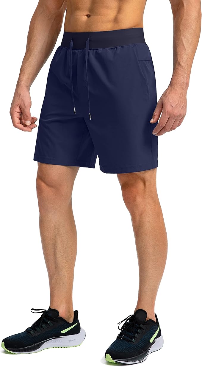 Men's Running Shorts with Zipper Pockets 9 Inch/ 7 Inch / 5 Inch Lightweight Quick Dry Gym Workout Athletic Shorts for Men(7" Inch)