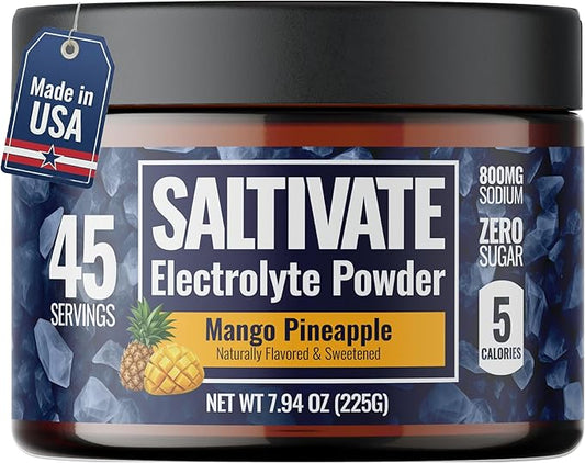 Electrolyte Powder Mango Pineapple - Zero Sugar, Keto, Stevia, Sodium, Potassium, Magnesium - 45