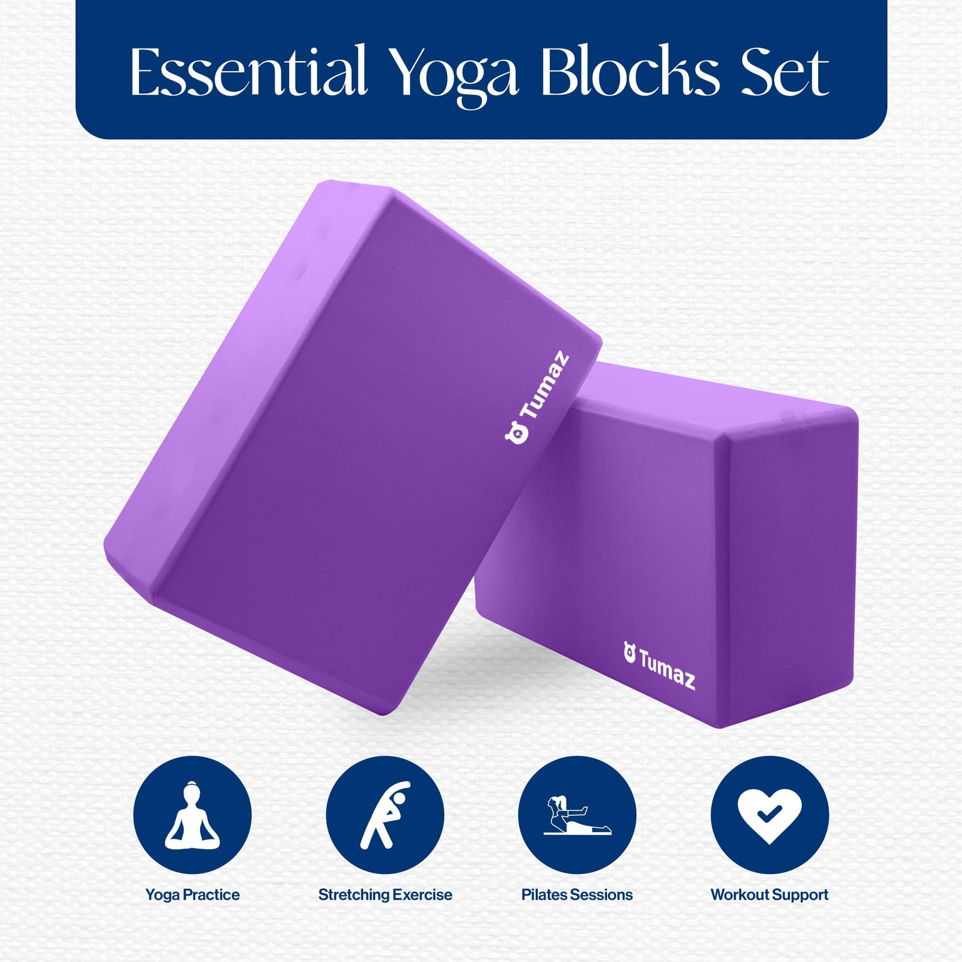 Tumaz Non-Slip Yoga Blocks，High-Density EVA Foam 2 Pack for Yoga & Pilates