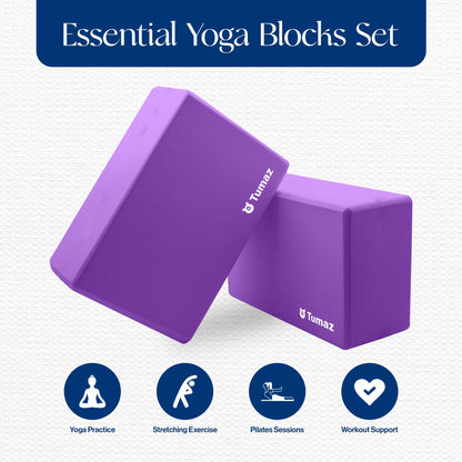 Tumaz Non-Slip Yoga Blocks，High-Density EVA Foam 2 Pack for Yoga & Pilates