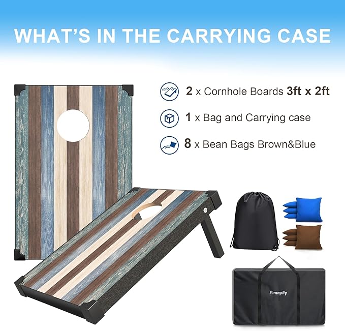 2’x3’ Cornhole Boards Set, Cornhole Outdoor Game Set - Corn Hole Toss Boards Set with 8 Cornhole Bags and 2 Cornhole Boards, Cornhole Sets for Adults Lawn Outside Backyard Games