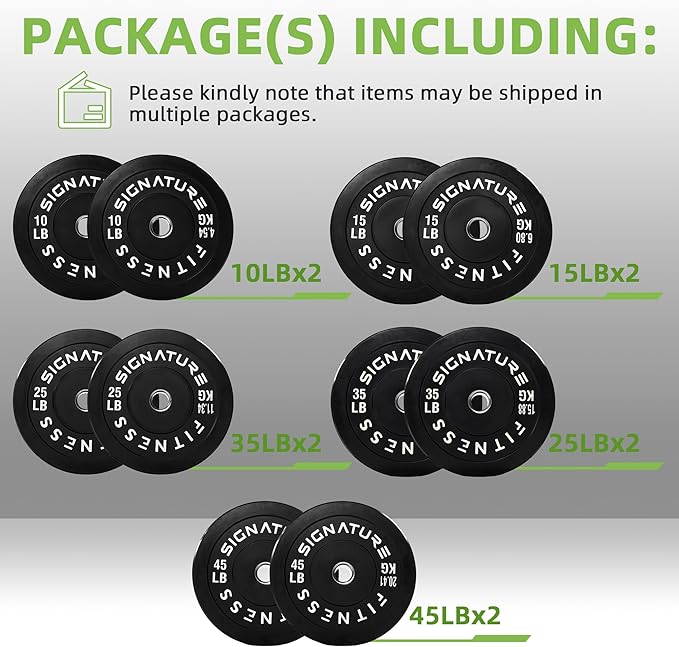 Olympic Bumper Plates Set, 2" Weight Plates for Strength Training & Weightlifting, Paris or Set or Set with Barbell, Multiple Options