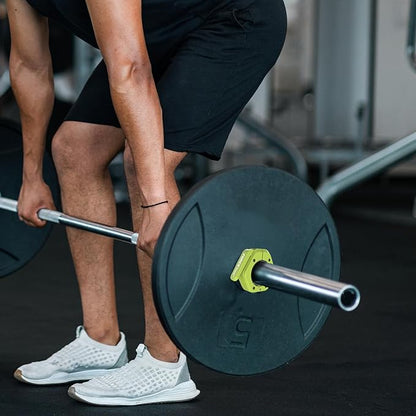 Barbell Clips (Pair), Barbell Clamps, Quick Release Olympic Barbell Clamps with Anti Slip TPR Grip, Barbell Collars for Secure Weightlifting & Powerlifting (Black) (MAG, Green)