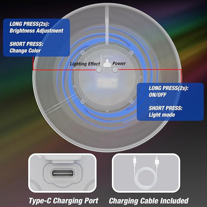 2 Pack Light up Flying Discs for Kids, 45 LEDs, 14 Lighting Modes, Rechargeable Glow in The Dark Flying Ring for Beach, Summer Camping, Outdoor Game, Sport Toys Gift for Teens Boys Adult