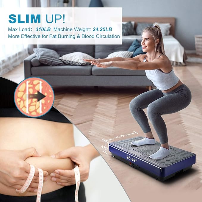 Vibration Plate Exercise Machine - Whole Body Workout Vibration Platform Lymphatic Drainage Machine for Weight Loss Home Fitness with Resistance Bands Remote