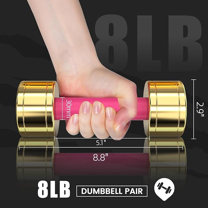 TECHNOAGE Round Dumbbell Sets with Steel Handle, Odorless Neoprene rubber Handle Cover