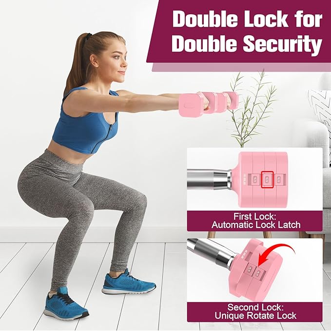 22LBS Adjustable Dumbbells Set, Adjustable Weight Dumbbells with 4 Levels 4.4lb, 6.6lb, 8.8lb, 11lb, Hand Weights Sets for Women/Men Home Gym Full Body Workout