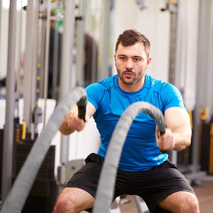 Perantlb Poly Battle Rope with Cloth Sleeve -1.25/1.5/2 Inch Diameter 30' 40' 50' Lengths -Gym Muscle Toning Metabolic Workout Fitness, Battle Ropes for Home Gym