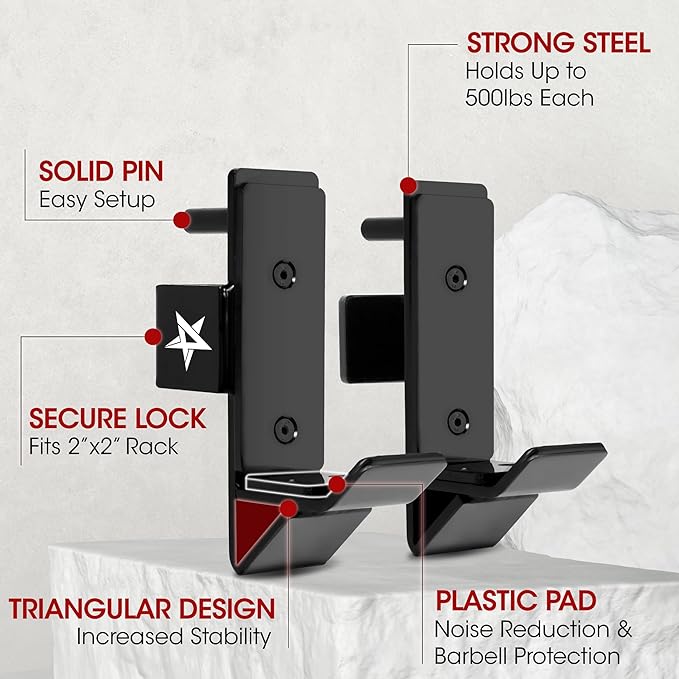Yes4All Power Rack J-Hooks & Attachments ??Heavy Duty Barbell Holders Compatible with 2x2 & 3x3 Power Racks for Home Gym