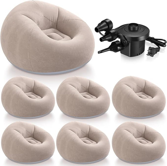 Realspring 6 Pcs Bean Bag Chairs for Adults Inflatable Chairs with Electric Air Pump,Blow up Couch