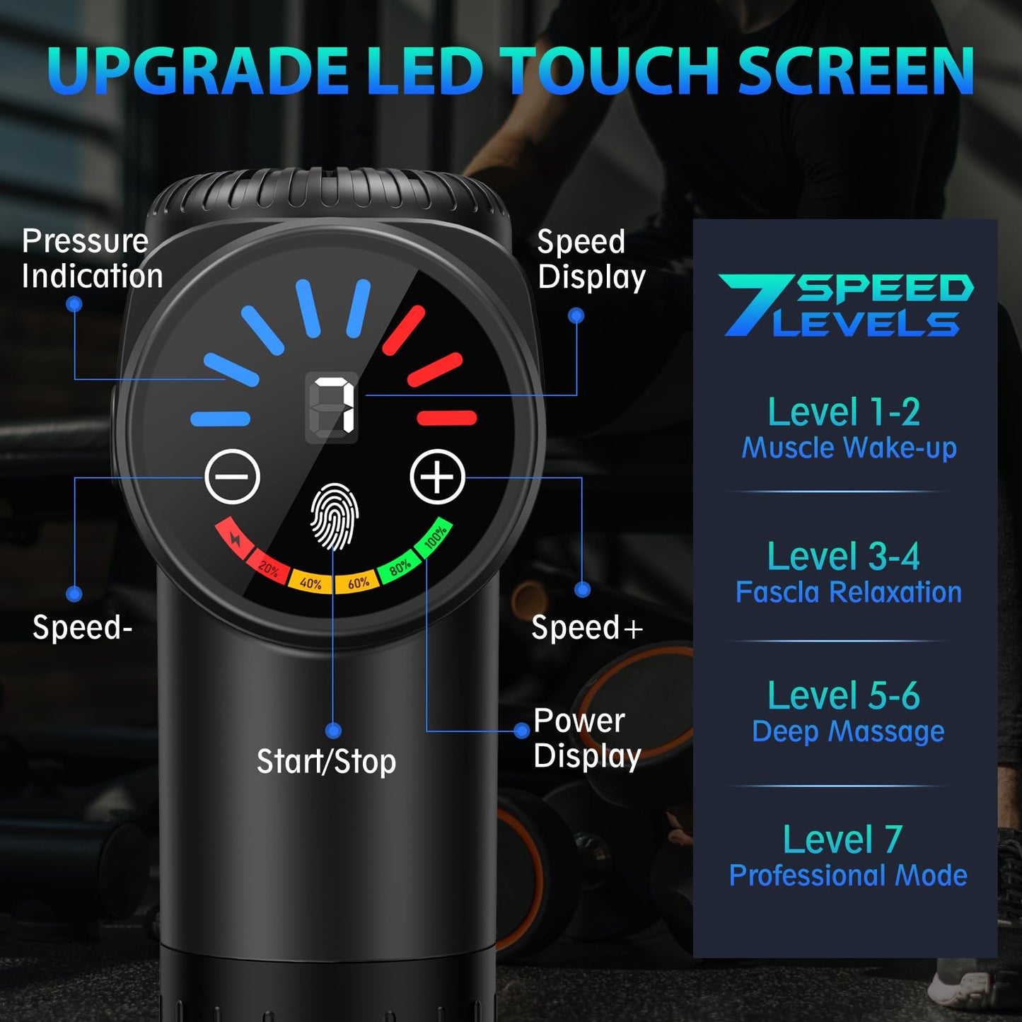 TOLOCO Massage Gun, Deep Tissue Back Massage for Athletes for Pain Relief, Percussion Massager with