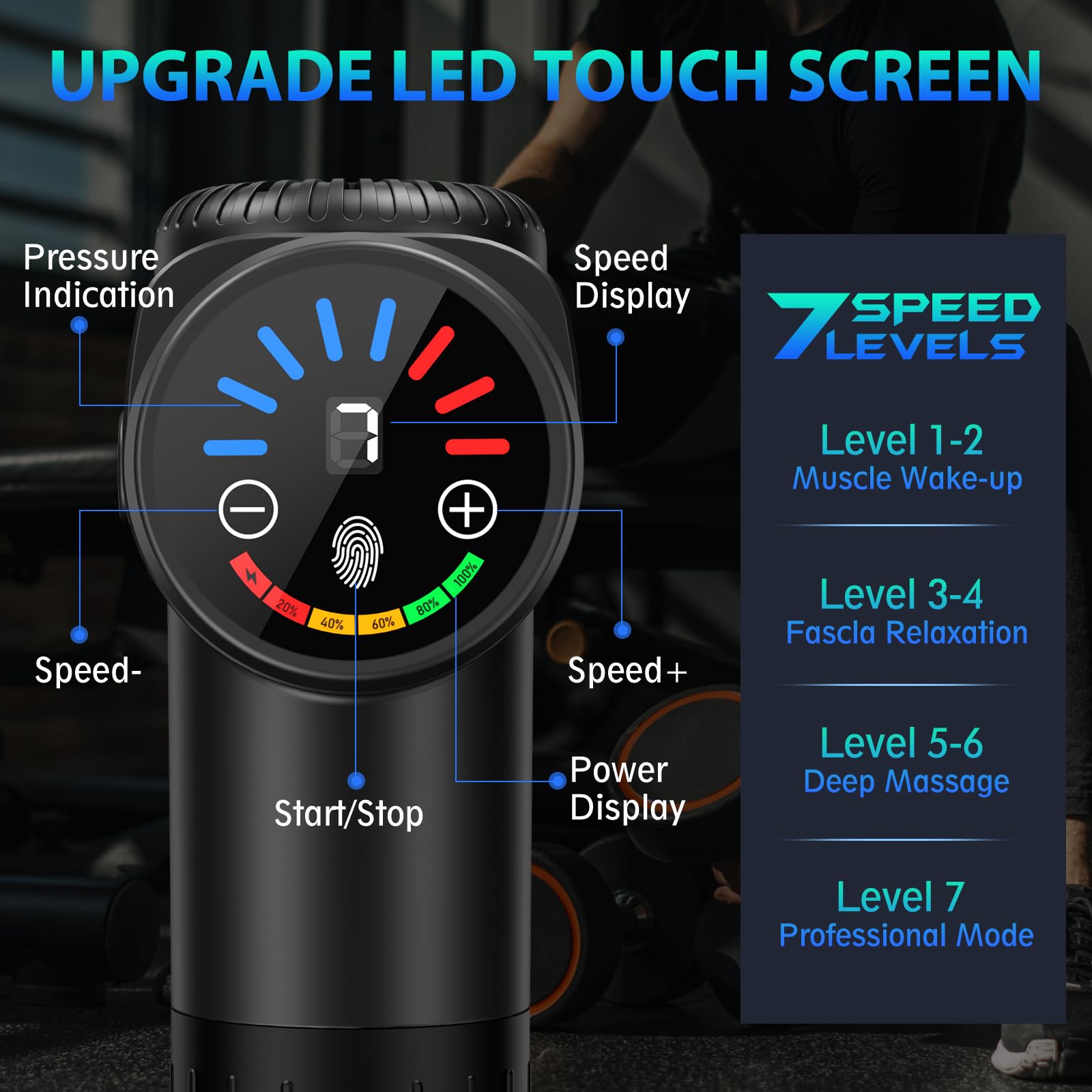 TOLOCO Massage Gun, Deep Tissue Back Massage for Athletes for Pain Relief, Percussion Massager with