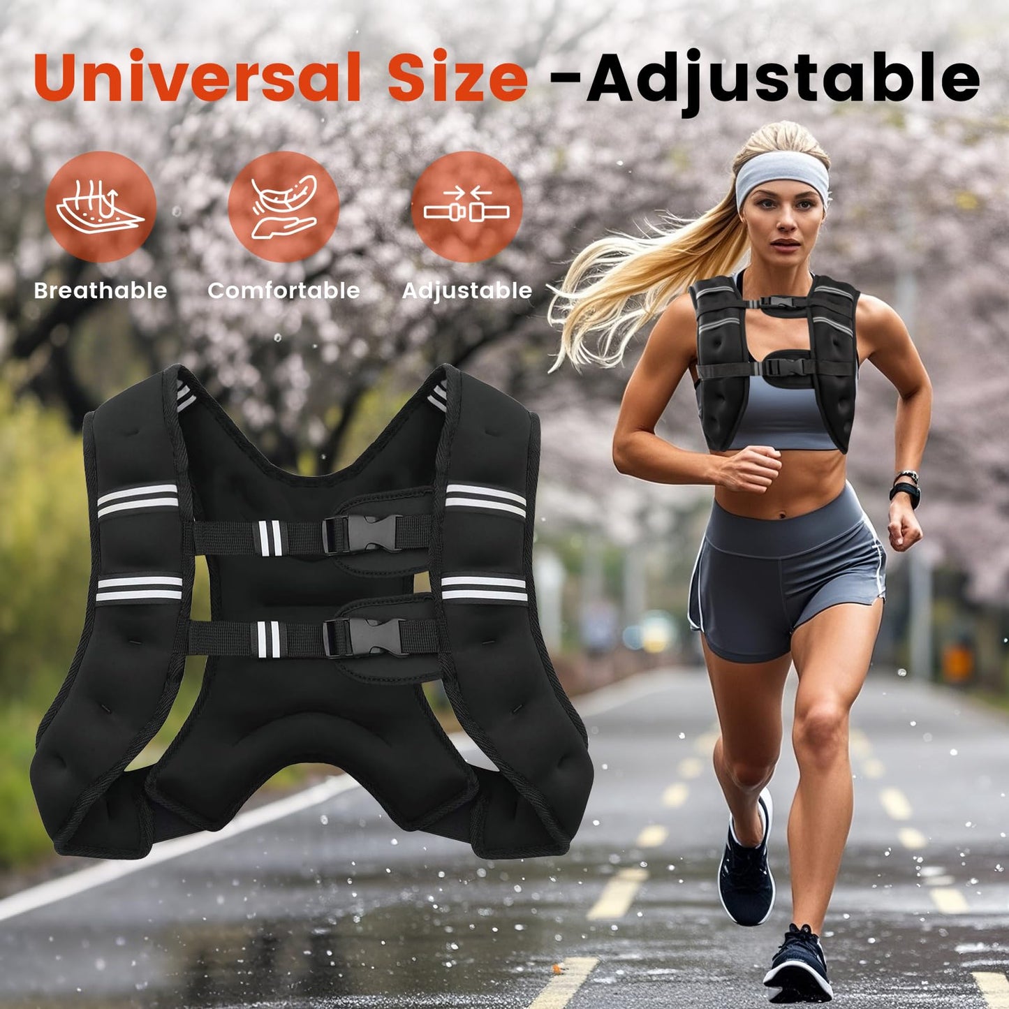 Poudee Weighted Vest, 12LB Weight Vest for Men Women, Body Weight Vests Adjustable with Reflective
