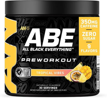 All Black Everything Pre Workout Powder | 30 Servings | Tropical Vibes | 350mg Caffeine | Nootropic Pre-Workout Blend | Beta Alanine + Citrulline | Energy Supplement for Men and Women