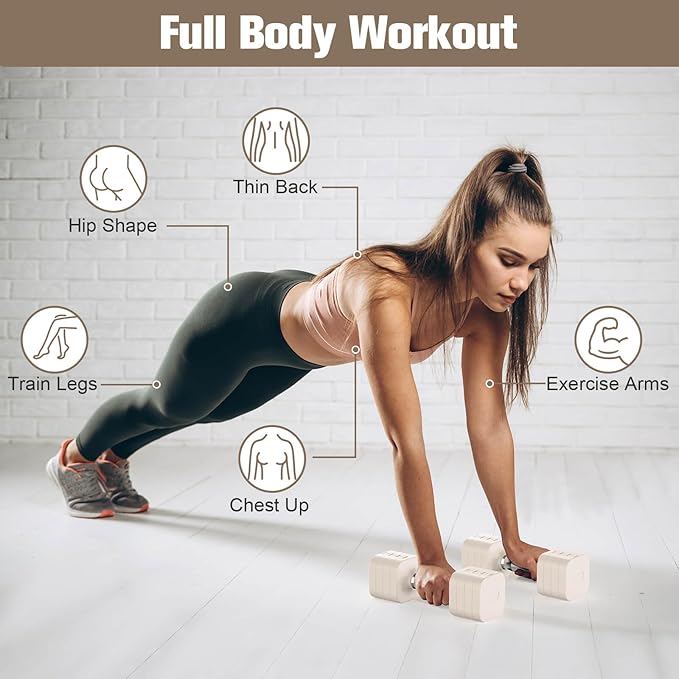 22LBS Adjustable Dumbbells Set, Adjustable Weight Dumbbells with 4 Levels 4.4lb, 6.6lb, 8.8lb, 11lb, Hand Weights Sets for Women/Men Home Gym Full Body Workout