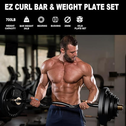 LIONSCOOL Premium 4ft/4.9ft/6ft Barbell for Strength Training and Olympic Weightlifting, 2 Inch Bar for Squats, Curls, Deadlifts, Presses, Hip Thrusts, 350lbs/500lbs/700lbs Weight Capacity