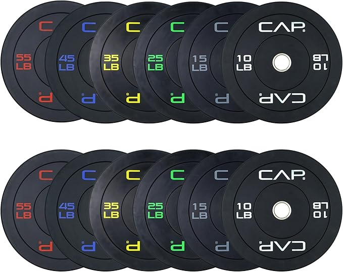 CAP Barbell 2-Inch Olympic Bumper Plate Weight Set | 100-370 lbs | Multiple Options
