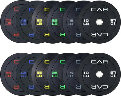 CAP Barbell 2-Inch Olympic Bumper Plate Weight Set | 100-370 lbs | Multiple Options