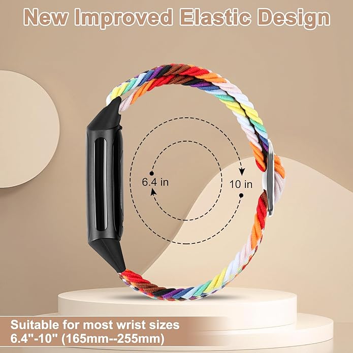 Braided Band Compatible with Fitbit Charge 6/Fitbit Charge 5, Soft Nylon Solo Loop Adjustable Replacement Wristband for Women Men