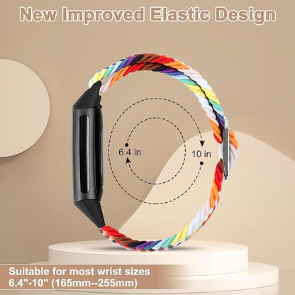 Braided Band Compatible with Fitbit Charge 6/Fitbit Charge 5, Soft Nylon Solo Loop Adjustable Replacement Wristband for Women Men