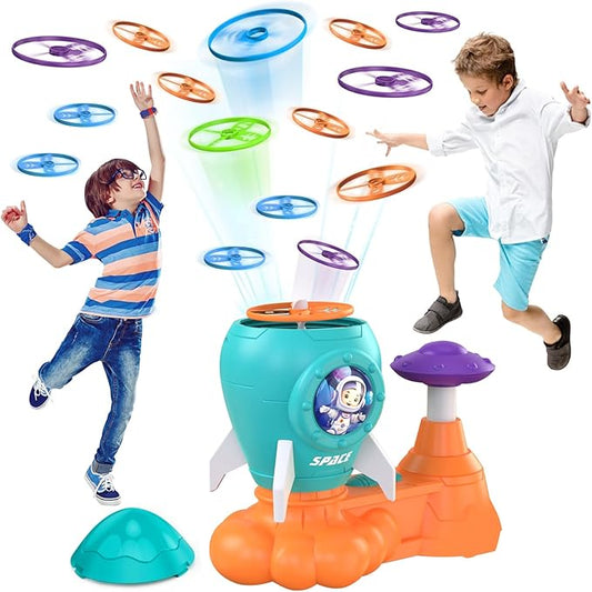 Outdoor Toys for Kids Ages 3-8: Flying Disc Rocket Launcher Toy Butterfly Chasing Games, Outside