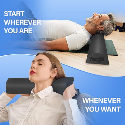 Yes4All Medium Firm Half Foam Rollers for Post-Workout Relaxation, 12/18/24/36 inch PE Foam Roll for Back Massage & Yoga Exercise