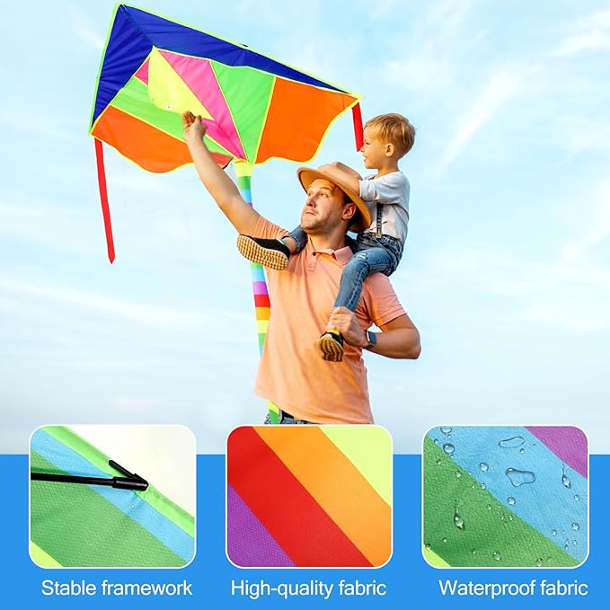 8 Pack Kites for Kids Butterfly Fish Rainbow Delta Pattern with 8 Pcs 109 Yard Kite String Large Easy to Fly for Children Adults Spring Outdoor Beach Games