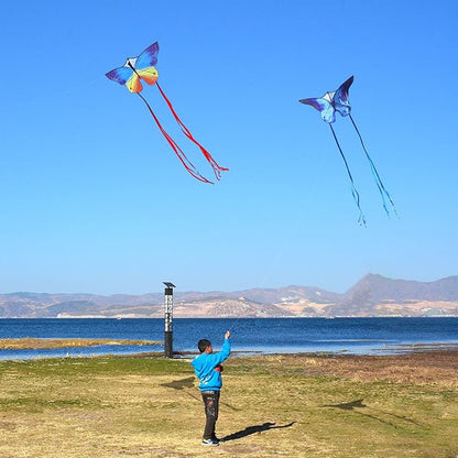 Butterfly Kites for Kids and Adults, Easy to Fly Large Single Line Kite for Boys and Girls - 55" x 28" Beach Kite for Beginners, 300ft String Handle Included