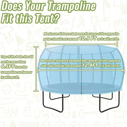 Gardenature 10FT/12FT/14FT Trampoline Tent(Tent Only), Fit Round Trampolines, Shade Cover with LED Light, Outdoor Trampolien Accessories, Anti-Tear