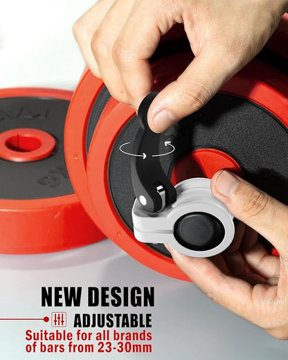 Narrow Barbell Clips 2.5cm Width for Olympic Bars, 0.9-1.18inch Adjustable Weight Clamps, Quick Release Locking Collars for Weightlifting