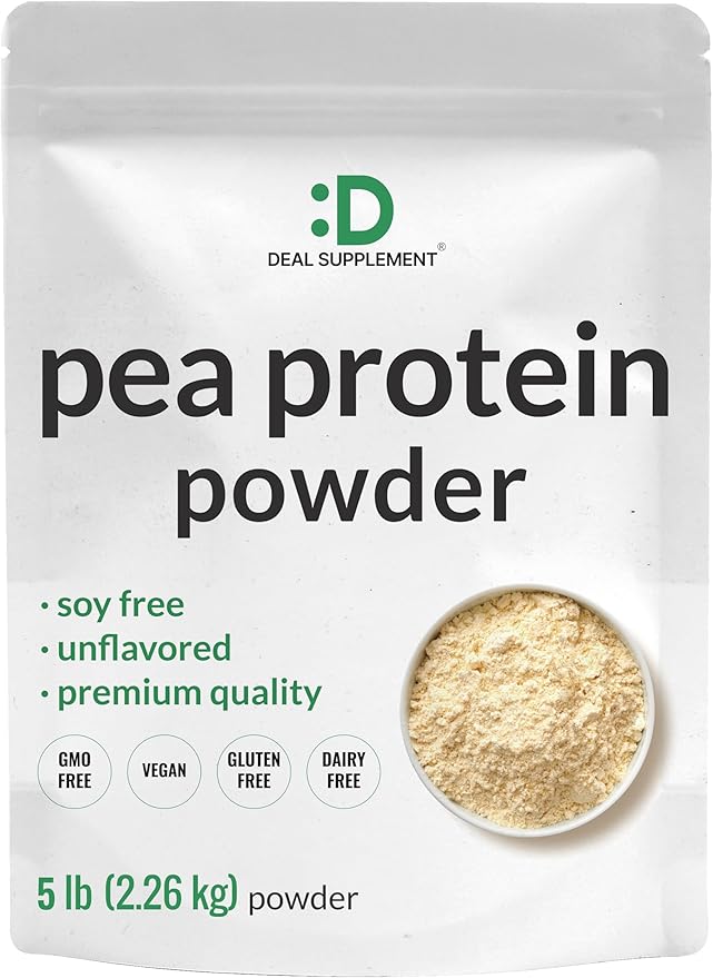 Unflavored Pea Protein Powder, 5lbs ??Premium North American Grown Peas ??Easily Digested Isolate Form ??Great for Shakes, Bars, or Snacks ??27g Protein Serving, Soy Free, Vegan