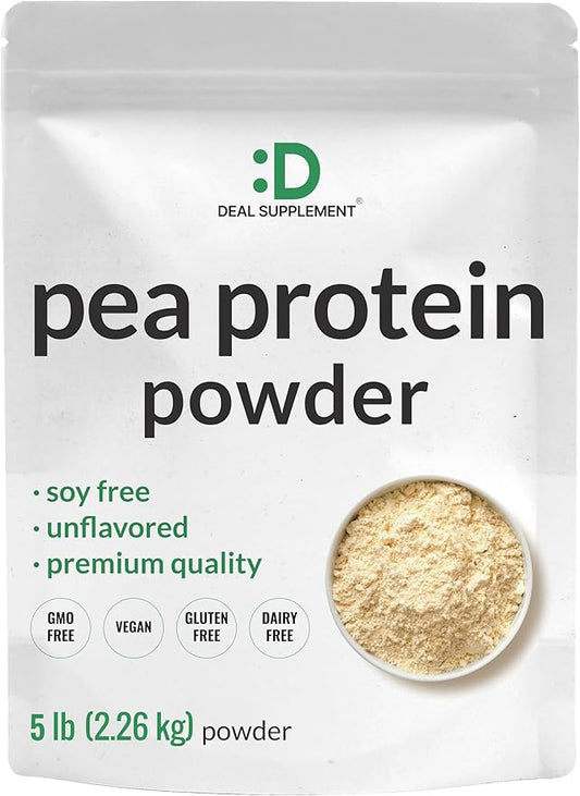 Unflavored Pea Protein Powder, 5lbs ??Premium North American Grown Peas ??Easily Digested Isolate Form ??Great for Shakes, Bars, or Snacks ??27g Protein Serving, Soy Free, Vegan