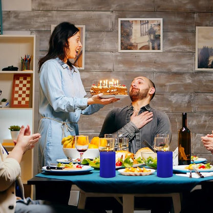 6 Packs 2.75x4 Inch Blue Colored Pillar Candles, Unscented Dripless Cylinder Wax Candles for Home Table Holiday Party Spa Decor Emergency Power Outage