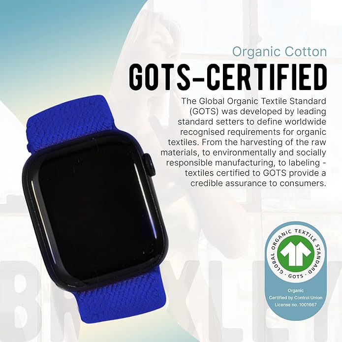 Braxley Bands - Organic Cotton Watch Bands For Women and Men, Compatible With All Apple Watch Sizes and Series - Washable, Sweat-Absorbent, Breathable Fit, Elastic Smart Watch Bands