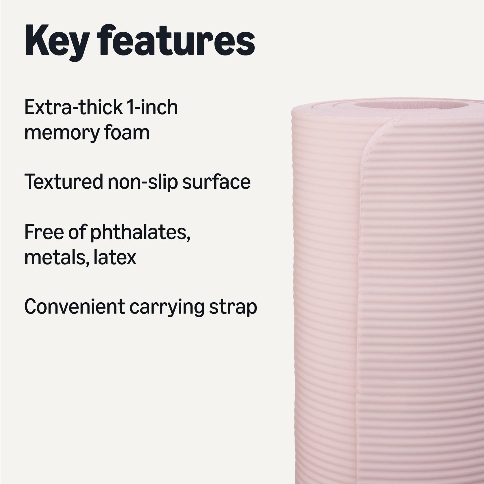 Amazon Basics 1-Inch Extra Thick Memory Foam Workout Exercise Yoga Mat with Carrying Strap