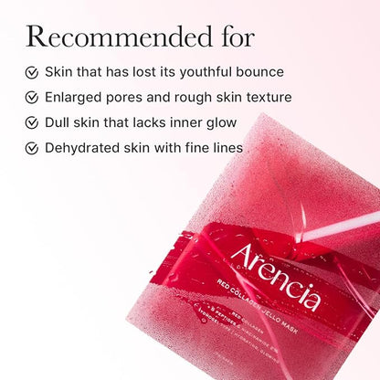 Red Collagen Jello Mask, Plump & Hydrating x 4ea, Overnight Hydrogel Mask for Dry, Mature Skin, Packed with Collagen, 5 Peptides, 2% Niacinamide