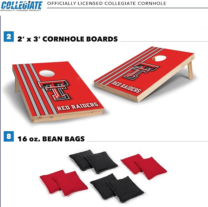 2' x 3' Solid Wood Cornhole Set with Direct Print HD Team Graphics – Great Gift for Any NCAA Fan! Bean Bag Toss Family Outdoor Games