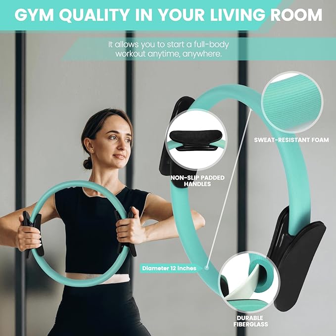 Home Pilates Essentials Kit for Women,Pilates Equipment Set with 9 Inch Yoga Ball,Figure 8 Resistance Band,Pilates Bands & Accessories,Pilates Ring and Ball Set for Beginners Home Workouts