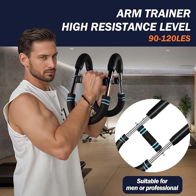 30-120lb Twister Arm Trainer,Adjustable Arm Chest Exerciser with 4 Resistance Springs for Men & Women Upper Body Workout,Detachable Power Twist Home Fitness Equipment