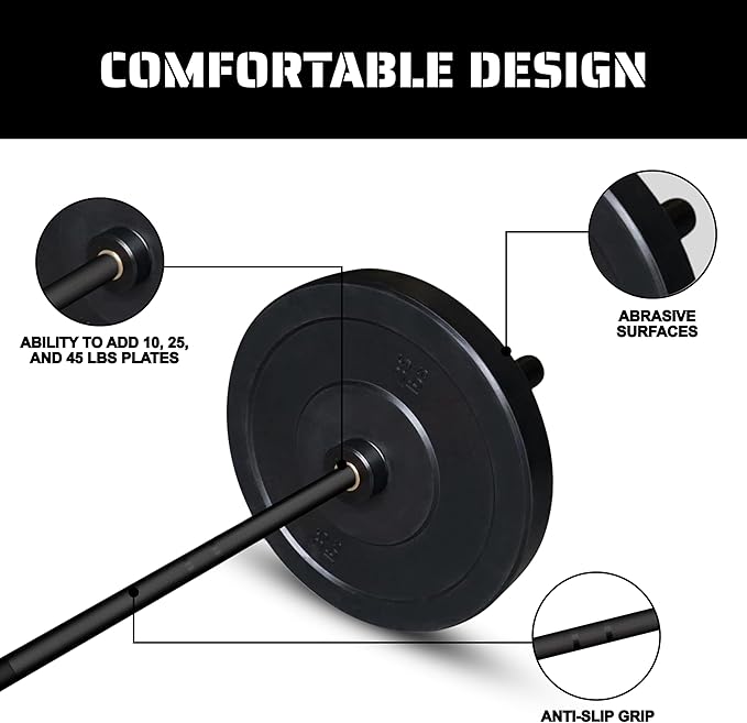 Tribe WOD Olympus Barbell Bar & Weight Bar - Durable, Bend-proof for Men and Women, Multipurpose Cerakote Weightlifting and Powerlifting Barbell for Home and Gym - Maximum Training Adaptability