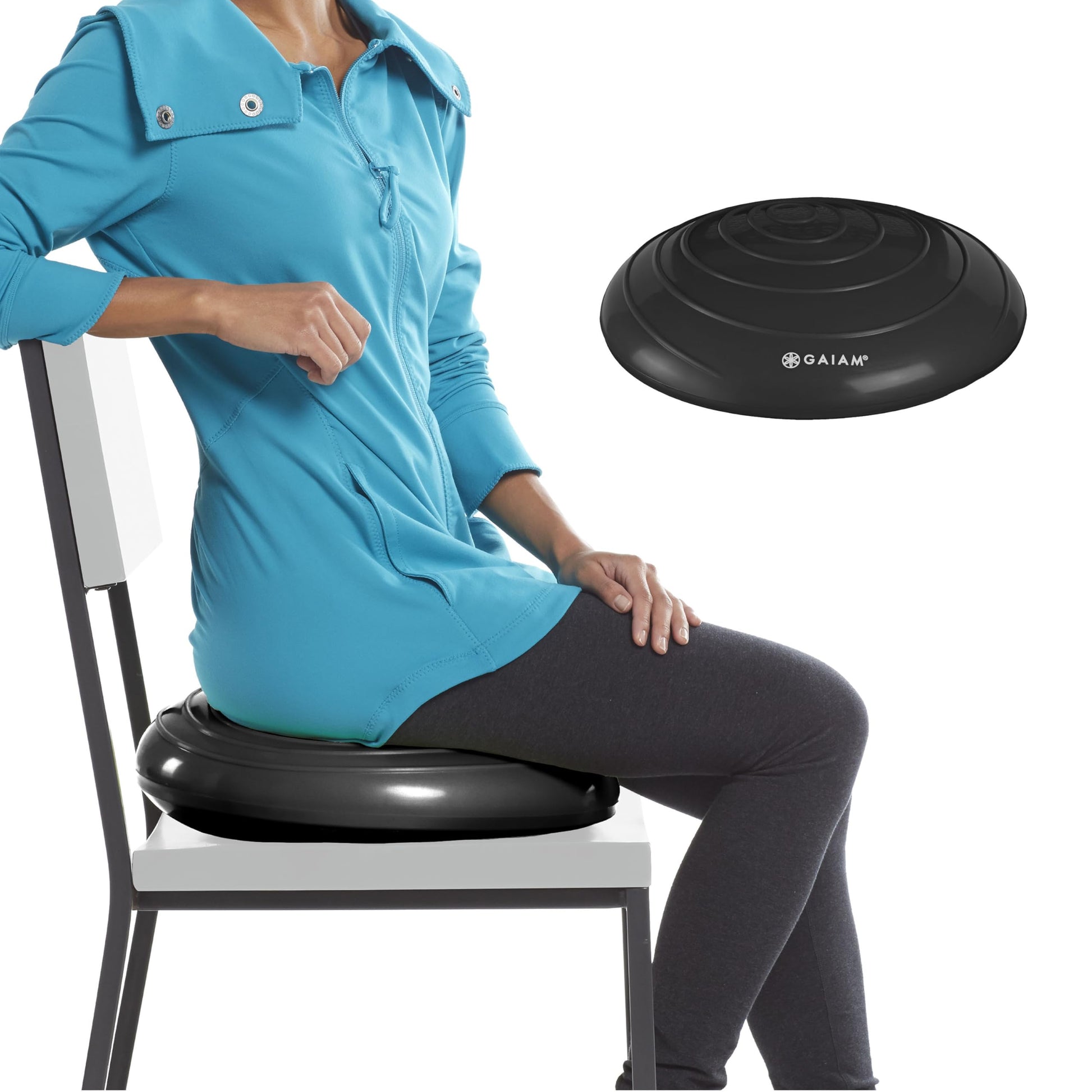 Gaiam Balance Disc Wobble Cushion, 16", Core Stability Seat (Black)