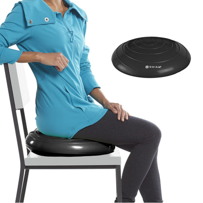 Gaiam Balance Disc Wobble Cushion, 16", Core Stability Seat (Black)