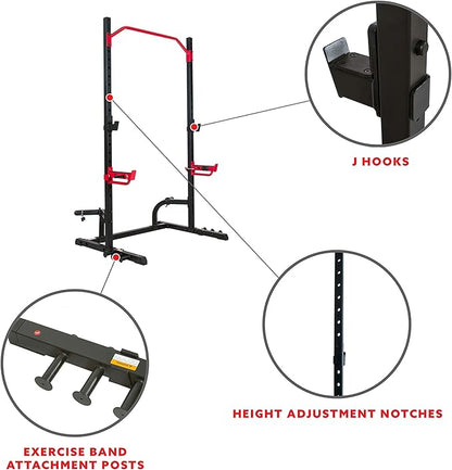 Sunny Health & Fitness Multifunctional Strength Training Home Gym ??Complete Workout Equipment with Training Attachments, Optional Squat Stand, Power Rack Cage, Adjustable Incline Bench