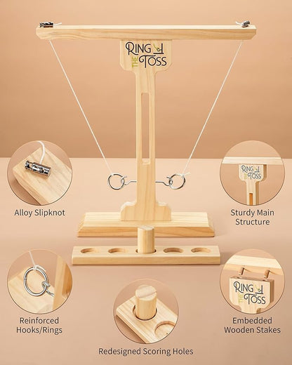Ring Toss Game for Adults, 3-Second Instant Assembly Hook and Ring Game with Sturdy Structure, XL Size(15.8’’ X 15’’) Indoor Outdoor Holiday Party Games, Fun Family Games for Backyard, Camping, Beach